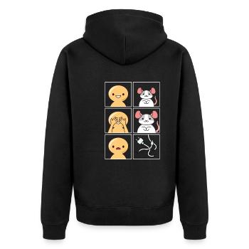 Ratte Kabel wurde gegessen Design für Rattenfans - Unisex Premium Bio Zip Hoodie - Schwarz - Hinten - Nico (187cm)