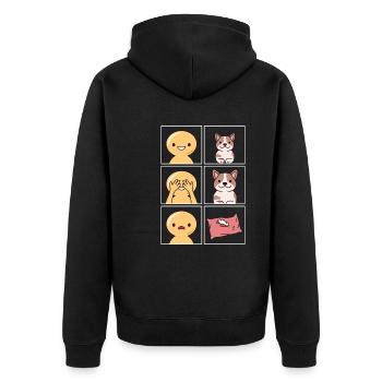 Dog cushion Eaten design for dog owners - Unisex Premium Organic Zip Hoodie - black - Back - Nico (187cm)