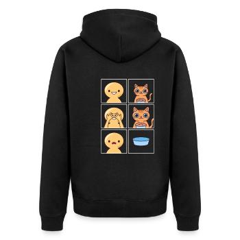 Cat Eats Fast Design for Cat Owners - Unisex Premium Organic Zip Hoodie - black - Back - Nico (187cm)