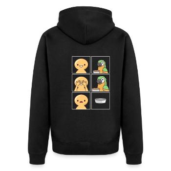 Papagei frisst schnell Design für Papageienfans - Unisex Premium Bio Zip Hoodie - Schwarz - Hinten - Nico (187cm)