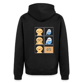 Budgie Poop Design pour les propriétaires de perruches - Veste à capuche bio Premium Unisexe - noir - Dos - Nico (187cm)