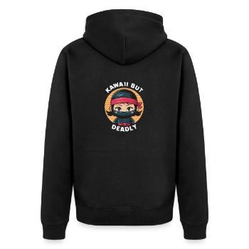 Kawaii, aber tödlich - Unisex Premium Bio Zip Hoodie - Schwarz - Hinten - Nico (187cm)