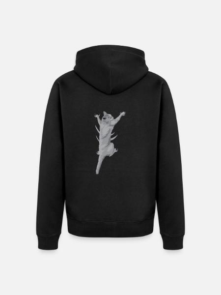 Cat Climbing 3D (cat) - Unisex Premium Organic Zip Hoodie - black
