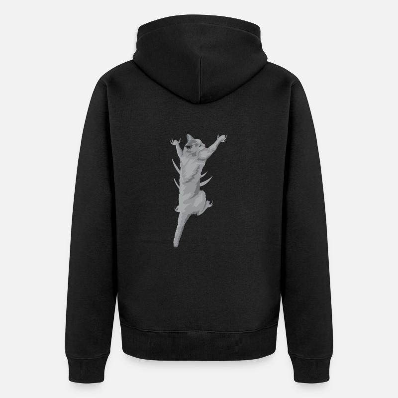 Cat Climbing 3D (Katze) - Unisex Premium Bio Zip Hoodie - Schwarz