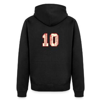 Baseball 10e anniversaire 10 ans - Veste à capuche bio Premium Unisexe - noir - Dos - Nico (187cm)