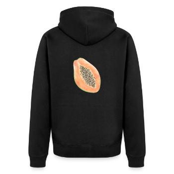 PAPAYA FRUCHT - Unisex Premium Bio Zip Hoodie - Schwarz - Hinten - Nico (187cm)