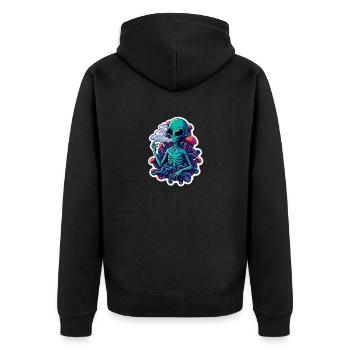 Neon Alien with Fog Smoke - Unisex Premium Organic Zip Hoodie - black - Back - Nico (187cm)