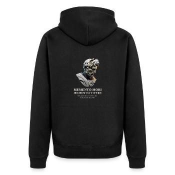 Memento Mori Memento Vivere – Buste Design - Veste à capuche bio Premium Unisexe - noir - Dos - Nico (187cm)