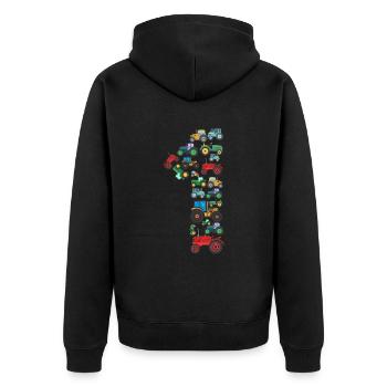 Traktorliebhaber Lustiges Traktorgeschenk - Unisex Premium Bio Zip Hoodie - Schwarz - Hinten - Nico (187cm)