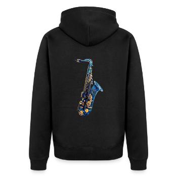 Saxophone Poisson - Veste à capuche bio Premium Unisexe - noir - Dos - Nico (187cm)