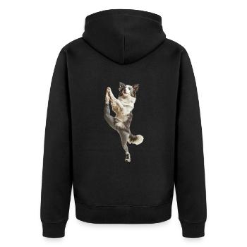 Australischer Schäferhund - Unisex Premium Bio Zip Hoodie - Schwarz - Hinten - Nico (187cm)
