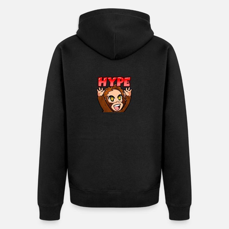 Affe mit Freude - Unisex Premium Bio Zip Hoodie - Schwarz