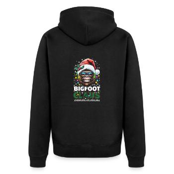 Lustiger Bigfoot Claus Feiertagsspaß Weihnachten - Unisex Premium Bio Zip Hoodie - Schwarz - Hinten - Nico (187cm)