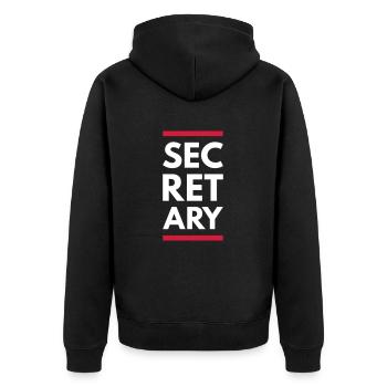 Secretary (Lines) - Unisex Premium Organic Zip Hoodie - black - Back - Nico (187cm)