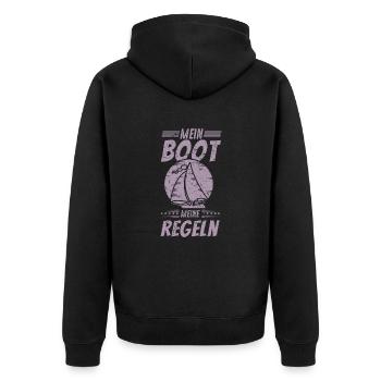 Segeln mein Boot meine Regeln - Unisex Premium Bio Zip Hoodie - Schwarz - Hinten - Nico (187cm)