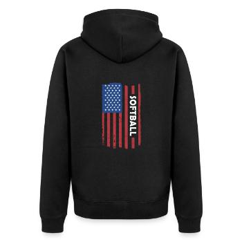 Sport Us Flag Softball - Unisex Premium Bio Zip Hoodie - Schwarz - Hinten - Nico (187cm)