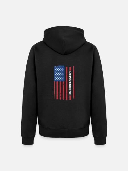 Labrador Retriever Us Flag - Unisex Premium Organic Zip Hoodie - black
