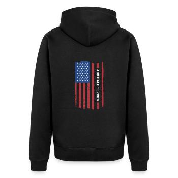 Airedale Terrier Us drapeau - Veste à capuche bio Premium Unisexe - noir - Dos - Nico (187cm)