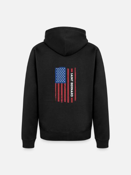 Saint Bernard Us Flag - Unisex Premium Organic Zip Hoodie - black