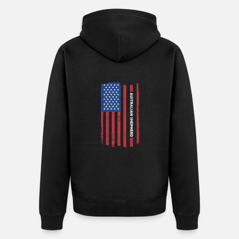 Chien Aussie Us Drapeau - Veste à capuche bio Premium Unisexe - noir