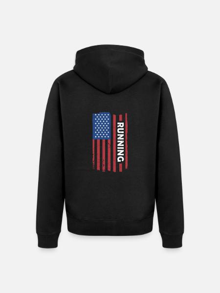 Sport Us Flag Running - Unisex Premium Organic Zip Hoodie - black