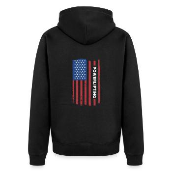 Sport Us Flag Powerlifting - Unisex Premium Organic Zip Hoodie - black - Back - Nico (187cm)