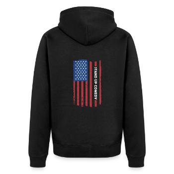 Comedian Us Flag Stand Up Comedy - Unisex Premium Organic Zip Hoodie - black - Back - Nico (187cm)