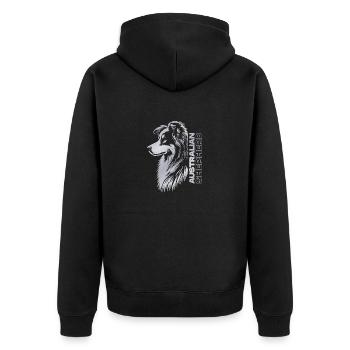 Australian Shepherd Portrait | Aussie head silver - Unisex Premium Organic Zip Hoodie - black - Back - Nico (187cm)