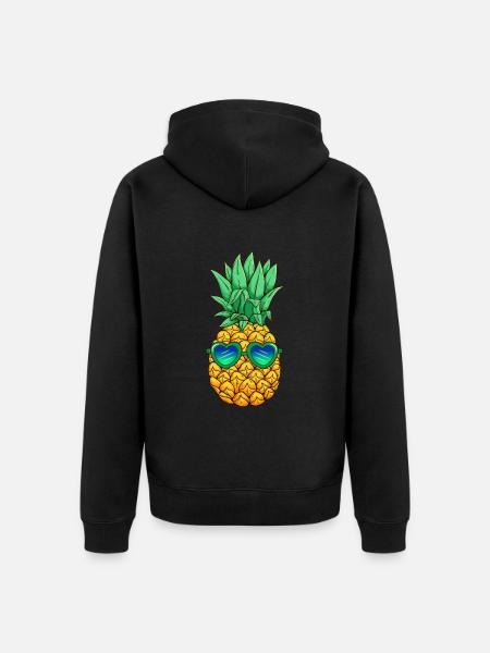Pineapple with sunglasses - Unisex Premium Organic Zip Hoodie - black