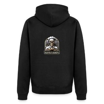 Old Man Baking Skull with Baker's Hat with Bread - Unisex Premium Organic Zip Hoodie - black - Back - Nico (187cm)