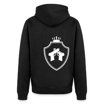 Pistole Wappen - Unisex Premium Bio Zip Hoodie - Schwarz - Hinten - Nico (187cm)
