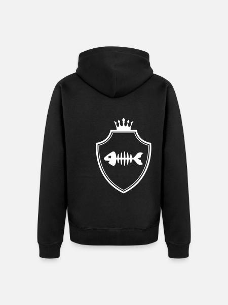Fisch Wappen Knochen Gräte - Unisex Premium Bio Zip Hoodie - Schwarz