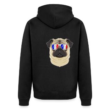 Pug France Sunglasses I French Flag - Unisex Premium Organic Zip Hoodie - black - Back - Nico (187cm)