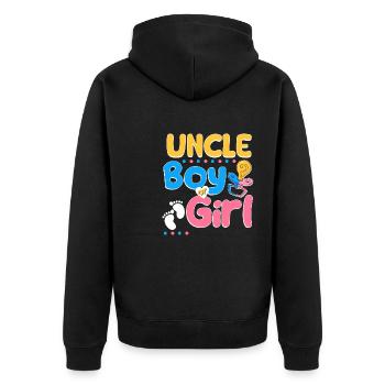 Pink or Blue Uncle Loves You Best Uncle Ever - Unisex Premium Bio Zip Hoodie - Schwarz - Hinten - Nico (187cm)