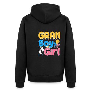 Pink or Blue Gran Loves You Best Grandma Ever - Unisex Premium Bio Zip Hoodie - Schwarz - Hinten - Nico (187cm)
