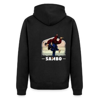 Arts martiaux Sambo Lutte Russie Sport - Veste à capuche bio Premium Unisexe - noir - Dos - Nico (187cm)