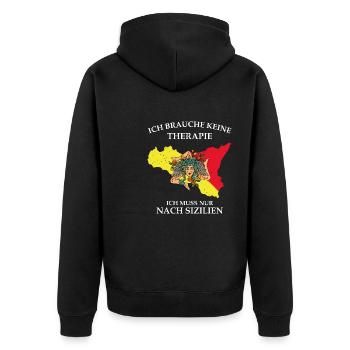 Sizilianer Italien Insel Mittelmeer Urlaub Reise - Unisex Premium Bio Zip Hoodie - Schwarz - Hinten - Nico (187cm)