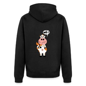 Kuh Landwirt Bauer lustig Nein Comic Motzig Land - Unisex Premium Bio Zip Hoodie - Schwarz - Hinten - Nico (187cm)