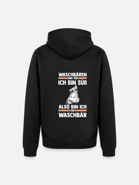 Tiermotiv Waschbär - Unisex Premium Bio Zip Hoodie - Schwarz