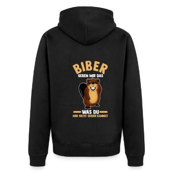 Nagetier Biberliebhaber Biber - Unisex Premium Bio Zip Hoodie - Schwarz - Hinten - Nico (187cm)