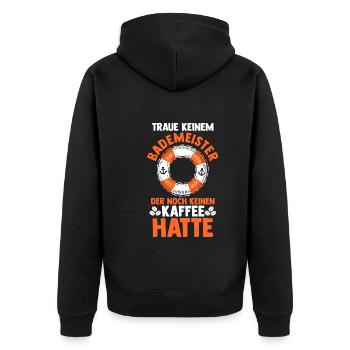 Rettungsschwimmer Kaffee Bademeister - Unisex Premium Bio Zip Hoodie - Schwarz - Hinten - Nico (187cm)