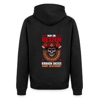 Feuerwehrmann Feuerwehr - Unisex Premium Bio Zip Hoodie - Schwarz - Hinten - Nico (187cm)