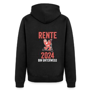 Rentner 2024 Pension Ruhestand Rente - Unisex Premium Bio Zip Hoodie - Schwarz - Hinten - Nico (187cm)
