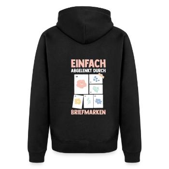 Philatelie Briefmarkensammlung Briefmarkensammler - Unisex Premium Bio Zip Hoodie - Schwarz - Hinten - Nico (187cm)