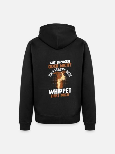 Hund Whippet - Unisex Premium Bio Zip Hoodie - Schwarz