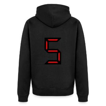 5. 5 JAHRE. 5-JÄHRIGES JUBILÄUM. GEBURTSTAG 5 JAHRE. 5 - Unisex Premium Bio Zip Hoodie - Schwarz - Hinten - Nico (187cm)
