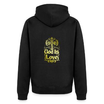 Gott Ist Liebe Jesus Christus Glaube Hoffnung Spru - Unisex Premium Bio Zip Hoodie - Schwarz - Hinten - Nico (187cm)