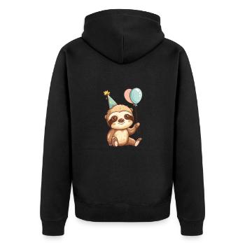 Faultier Geburtstag Baby - Unisex Premium Bio Zip Hoodie - Schwarz - Hinten - Nico (187cm)