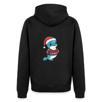 Dolphin Christmas Comic - Unisex Premium Organic Zip Hoodie - black - Back - Nico (187cm)