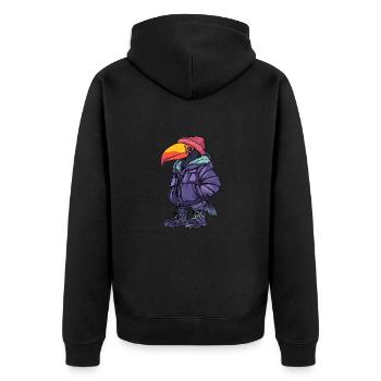 Toucan oiseau drôle d’hiver - Veste à capuche bio Premium Unisexe - noir - Dos - Nico (187cm)
